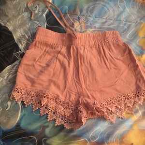 Pink crochet shorts